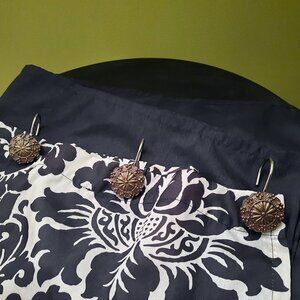 Faux Silk Damask Design standard size Shower Curtain PLUS Gold Hook Set